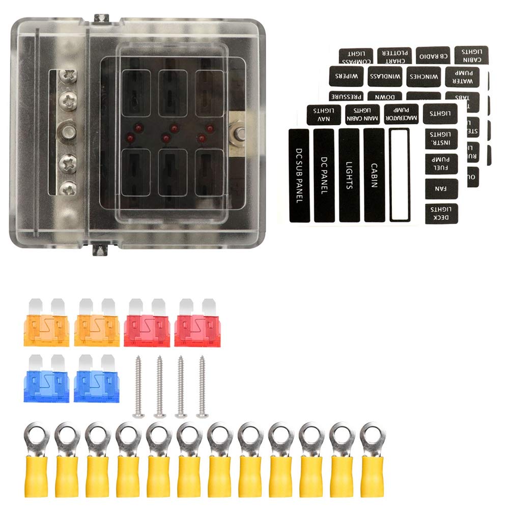 HIMOZEAN 6 Fach KFZ Sicherungskasten 12v -32v Sicherungshalter für Boot Wohnmobil Wohnwagen Wohnmobi