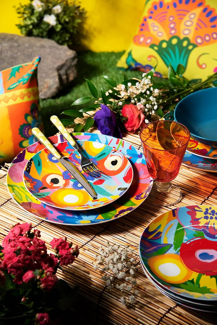 Excelsa Provence Tellerservice 18 Stück, Porzellan und Steineware, mehrfarbig, 6 Personen Set 18 Pez