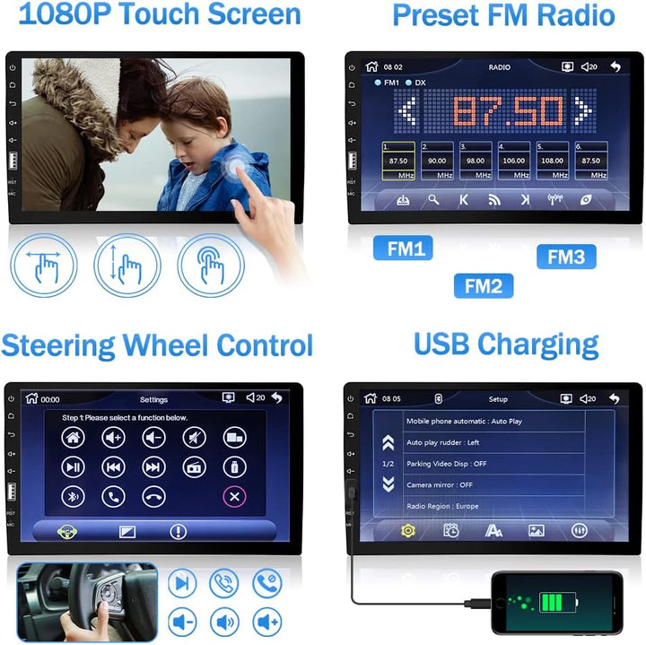 Autoradio 1 Din mit Apple Carplay und Android Auto, Hikity 9 Zoll Bildschirm Touchscreen Autoradio B