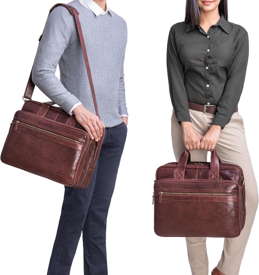 STILORD 'Leopold' XL Echtleder Aktentasche - der verbesserte Geheimtipp für Lehrerzimmer & Büro - Bu
