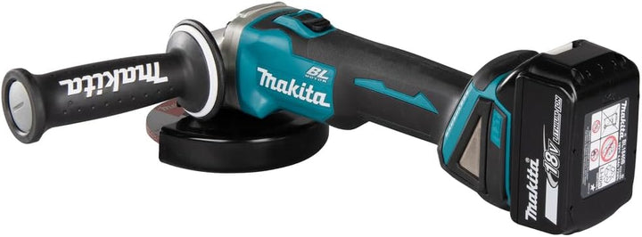 Makita Akku-Winkelschleifer 18 V / 4,0 Ah im MAKPAC inklusive 2 Akkus und Ladegerät, Blau, Silber, 9