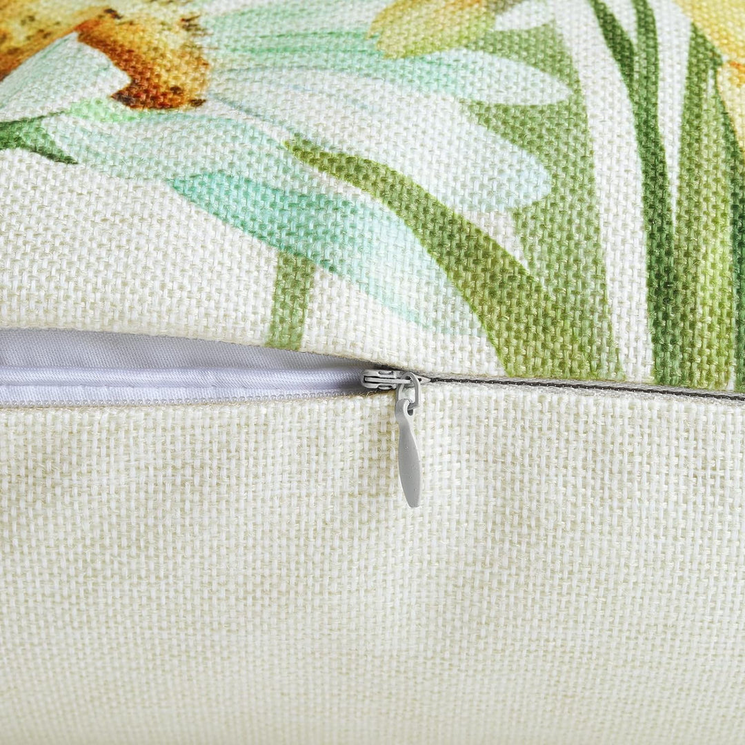 Bonhause 4er Set Kissenbezüge Blumen 45 x 45 cm Blume Garten Polyester Leinen Dekorative Kissenhülle