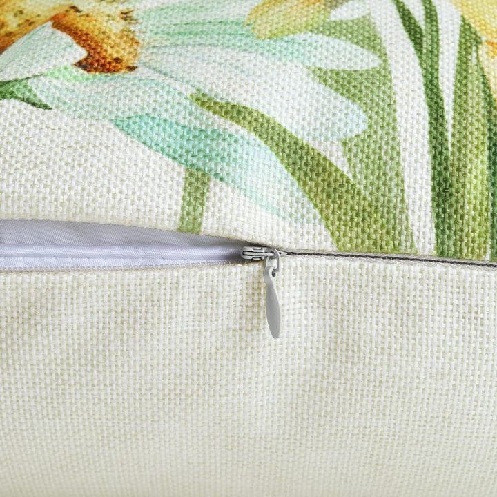 Bonhause 4er Set Kissenbezüge Blumen 45 x 45 cm Blume Garten Polyester Leinen Dekorative Kissenhülle