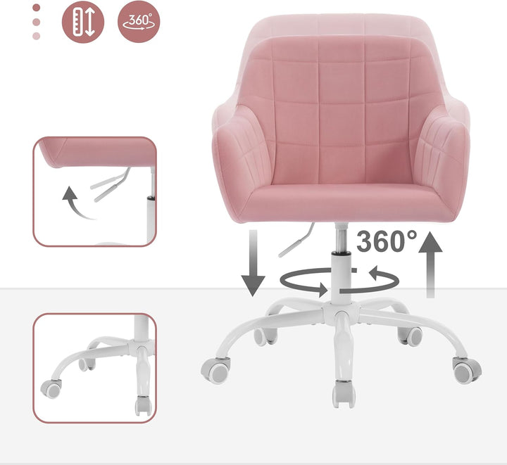 WOLTU Schreibtischstuhl drehbar, Schminktisch Stuhl, Drehstuhl mit Rollen, Bürostuhl ergonomisch, Se