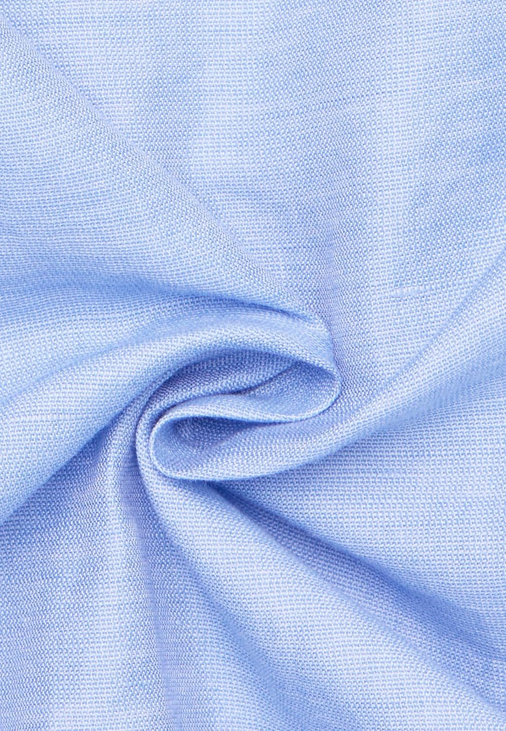ETERNA Herren Linen Shirt SLIM FIT 42 Kragen / 67 Ärmel Azurblau, 42 Kragen / 67 Ärmel Azurblau