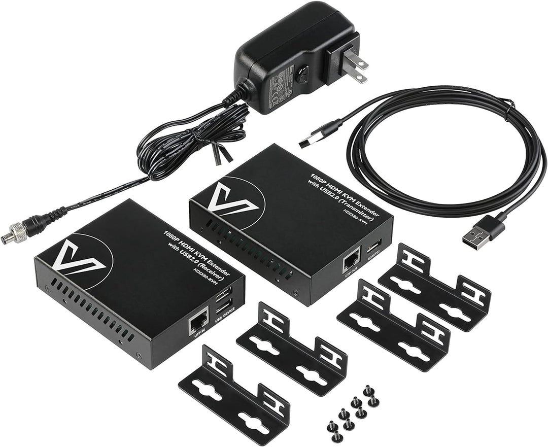 AV Access USB HDMI KVM Extender, 1080P@60Hz bis 80m/260ft über Cat5e/6, 2 USB2.0 Ports für Computer,