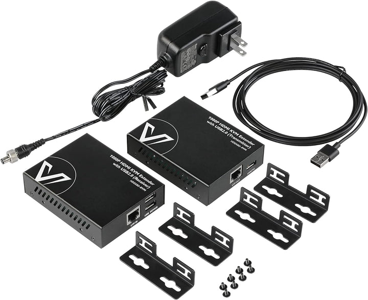 AV Access USB HDMI KVM Extender, 1080P@60Hz bis 80m/260ft über Cat5e/6, 2 USB2.0 Ports für Computer,