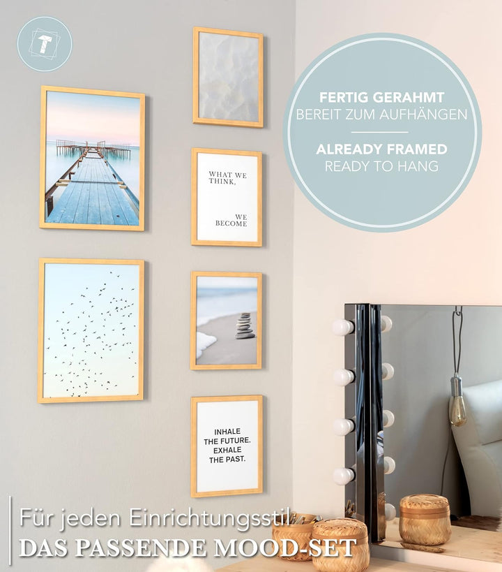 Papierschmiede® Mood Poster Set Zeitlos, Bilder Set mit Rahmen (Farbe wählbar) Wohnzimmer Deko Moder