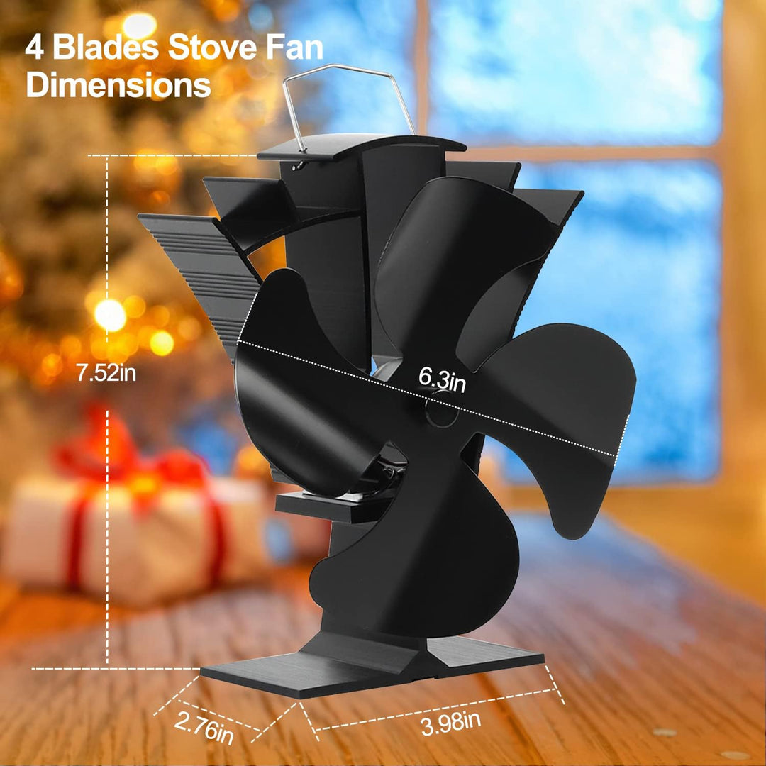 Tomersun Ofenventilator, Leiser Kaminventilator mit 4 Blättern Ofenventilator Ohne Strom Kamin Venti
