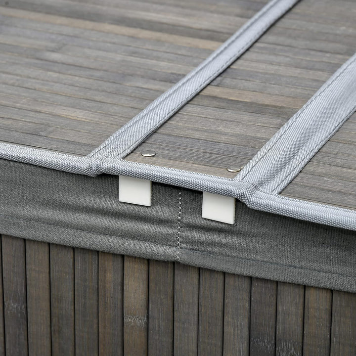 HOMCOM Bambus Wäschekorb mit Deckel 100L Wäschesammler mit Griffen, 2 herausnehmbarer Wäschesack, Wä