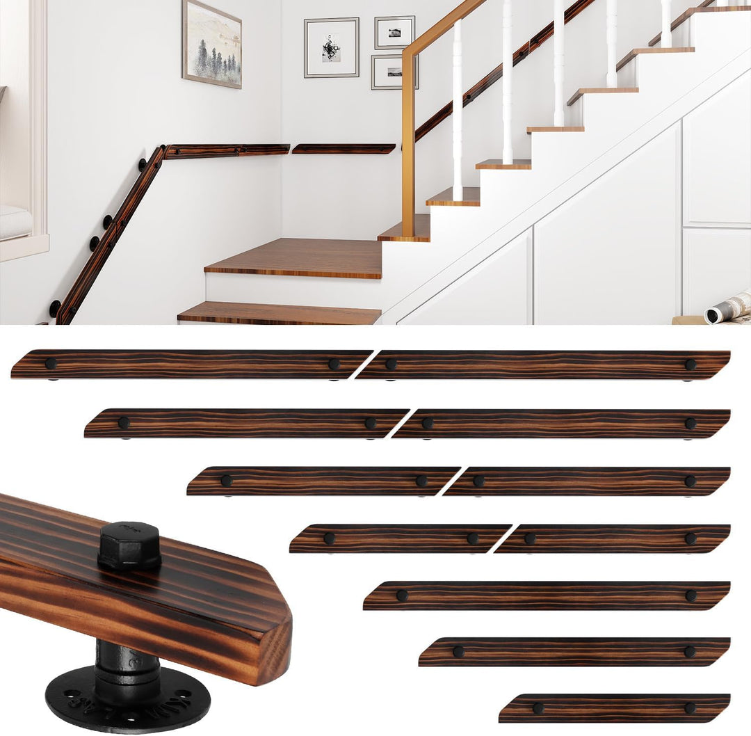 Ikodm Kiefernholz Handlauf Treppengeländer 120cm Geländer für Treppe Treppe Wandhandlauf Wand Treppe