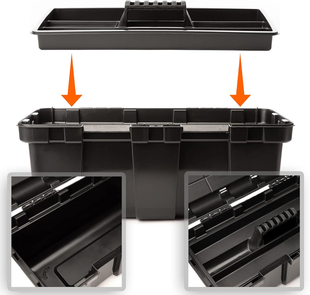 BigDean Werkzeugkoffer leer - 51x25x23cm - aus schlagfestem Kunststoff - Werkzeugkiste mit Innenabla