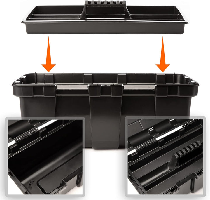BigDean Werkzeugkoffer leer - 51x25x23cm - aus schlagfestem Kunststoff - Werkzeugkiste mit Innenabla
