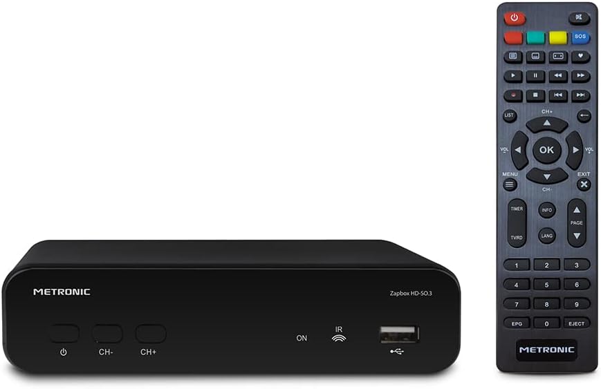Metronic TNT Zapbox HD-So.3 Decoder mit USB-Port, Schwarz Einfacher TNT-Tuner, Einfacher TNT-Tuner