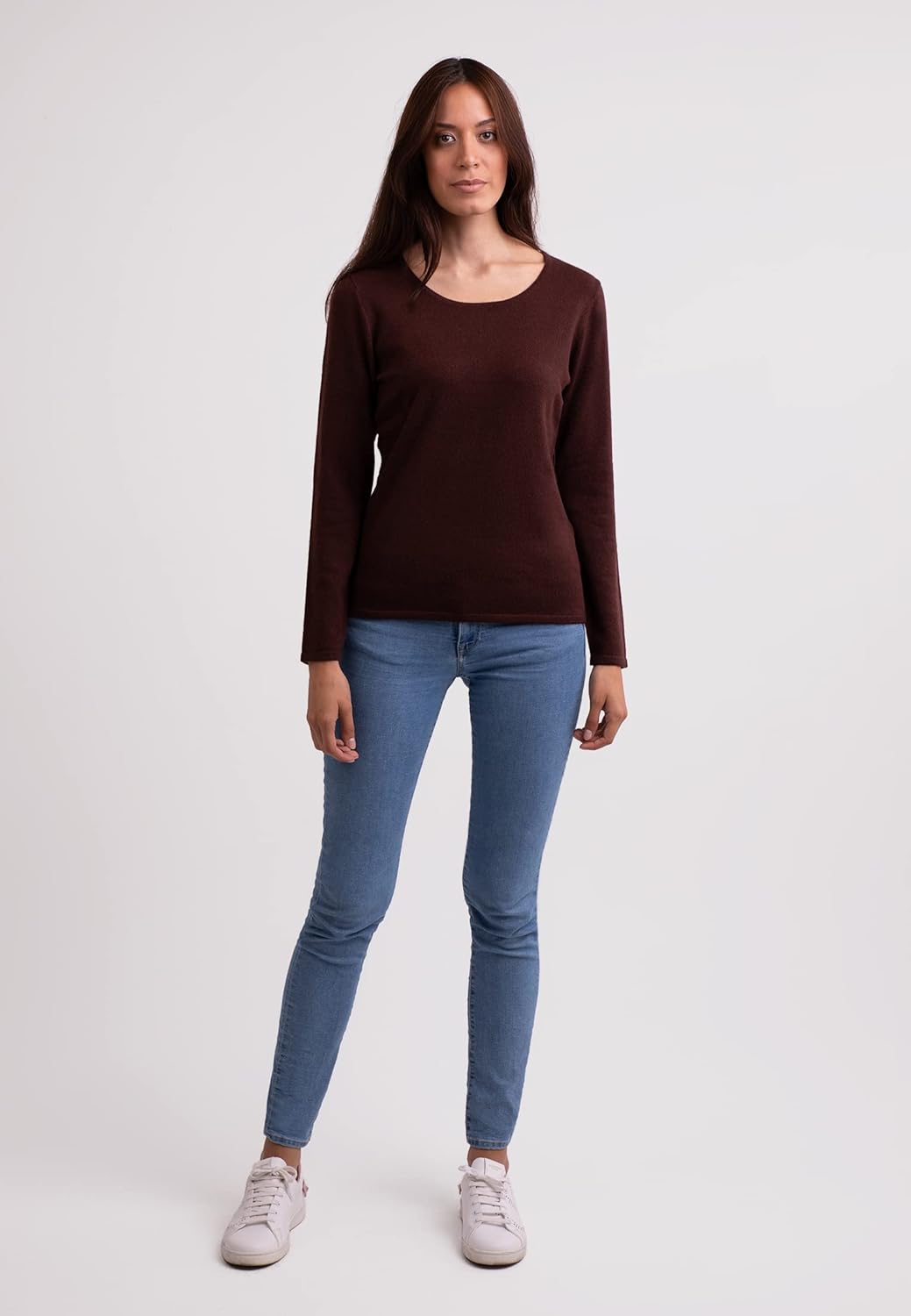 CASH-MERE.CH 100% Kaschmir Damen Pullover | Sweater Rundhalsausschnitt 2-fädig XL Zinnober Rot, XL Z