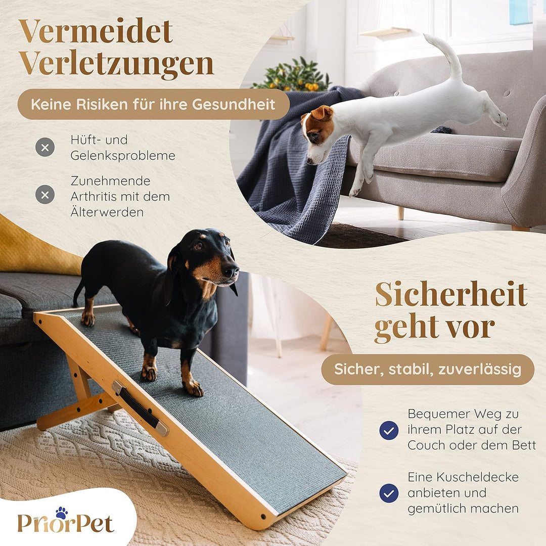 Hunderampe - Hundetreppe für kleine Hunde und grosse Hunde - Einstellbar 18-53 cm - Für Bett Sofa -