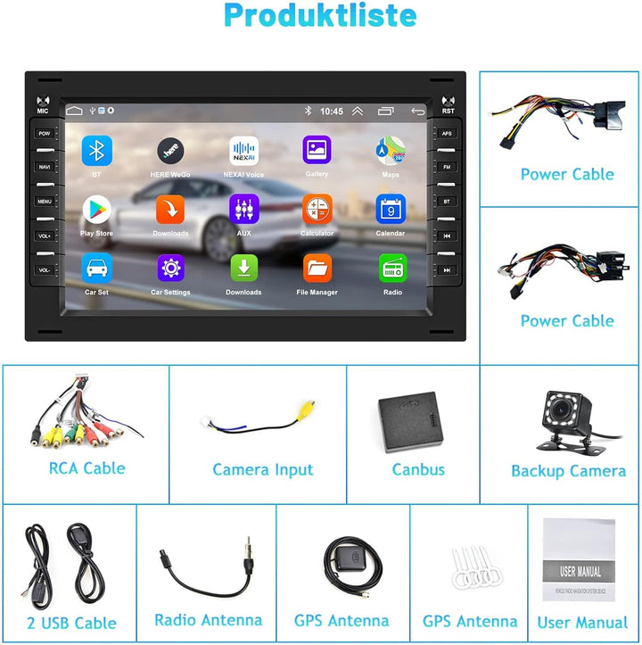 Hikity Android 13 Autoradio Doppel Din 7 Zoll Auto Stereo Radio mit Navi Bluetooth Freisprecheinrich