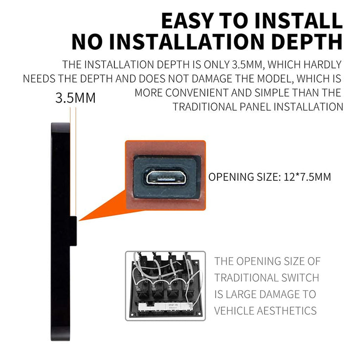 6P KFZ Schalter Panel 12V 24V Hintergrundbeleuchtung Schaltpanel für Boot Wohnmobil Wohnwagen LKW Wa