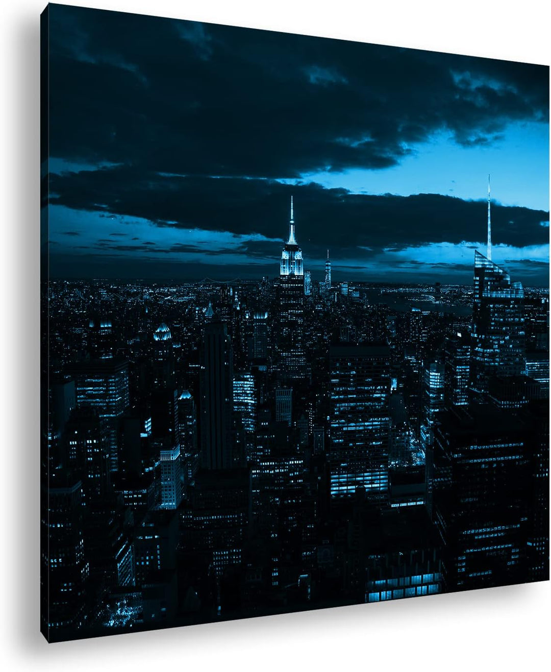 deyoli zauberhafte Skyline bei Nacht Format: 60x60 cm als Leinwandbild Effekt: Monocrome Blau, Motiv