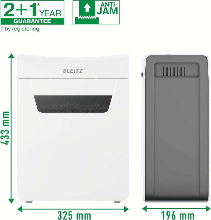 Leitz IQ 8X Premium Aktenvernichter P4 fürs Büro und Zuhause, Partikelschnitt, 9-8 Blatt (70-80 g/m²