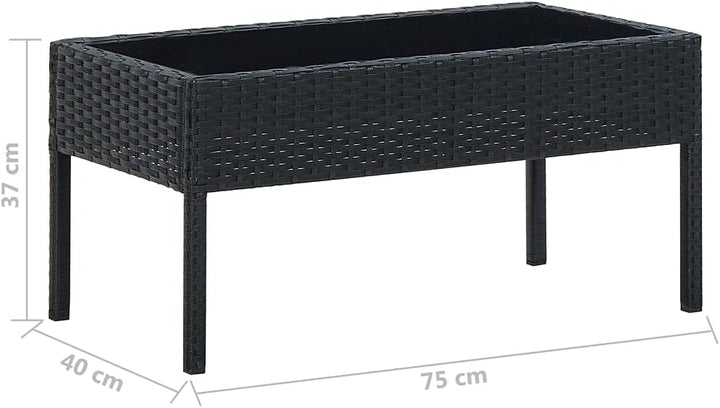 FIRBNUS Teetisch mit Glas Tischplatte 75x40x37 cm Balkontisch Terrassentisch Gartentisch Dining Tabl