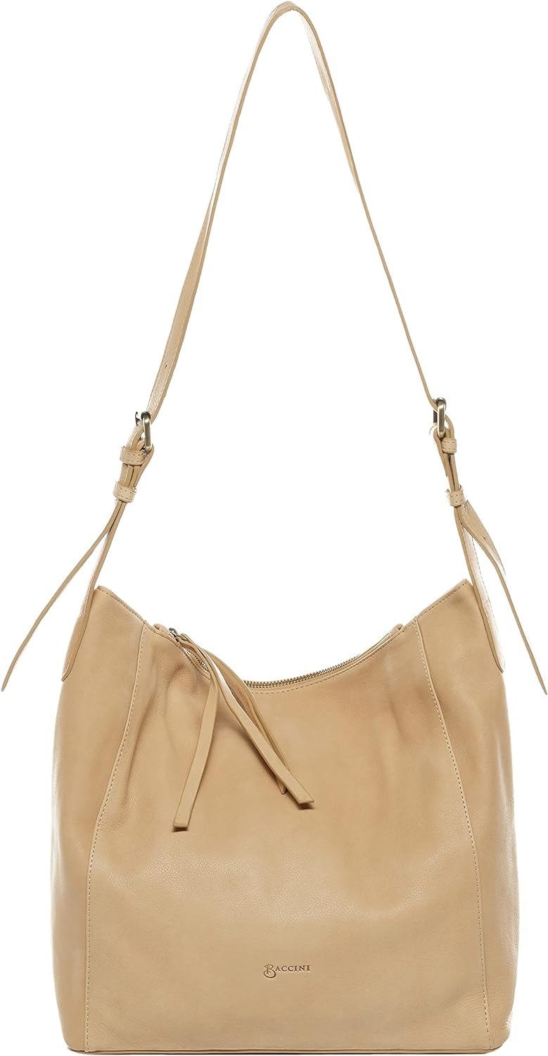 BACCINI Hobo Bag DAISY aus Premium Glatt-Leder I Beuteltasche gross für Damen I Schultertasche handg