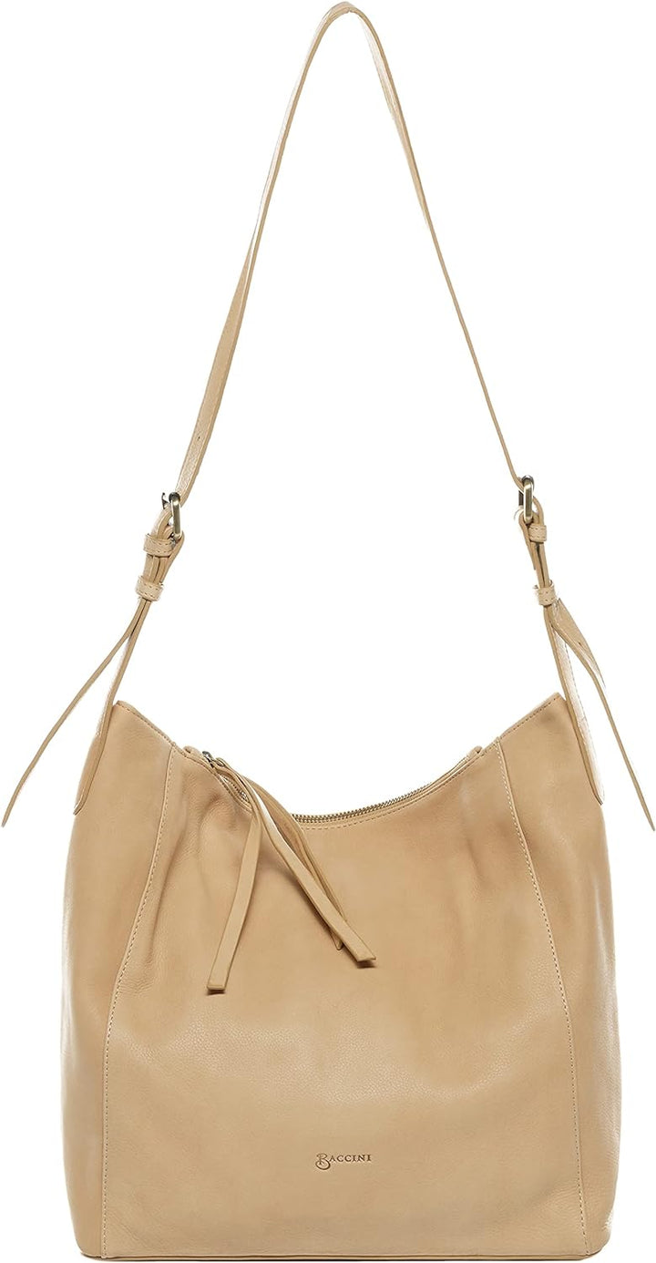 BACCINI Hobo Bag DAISY aus Premium Glatt-Leder I Beuteltasche gross für Damen I Schultertasche handg