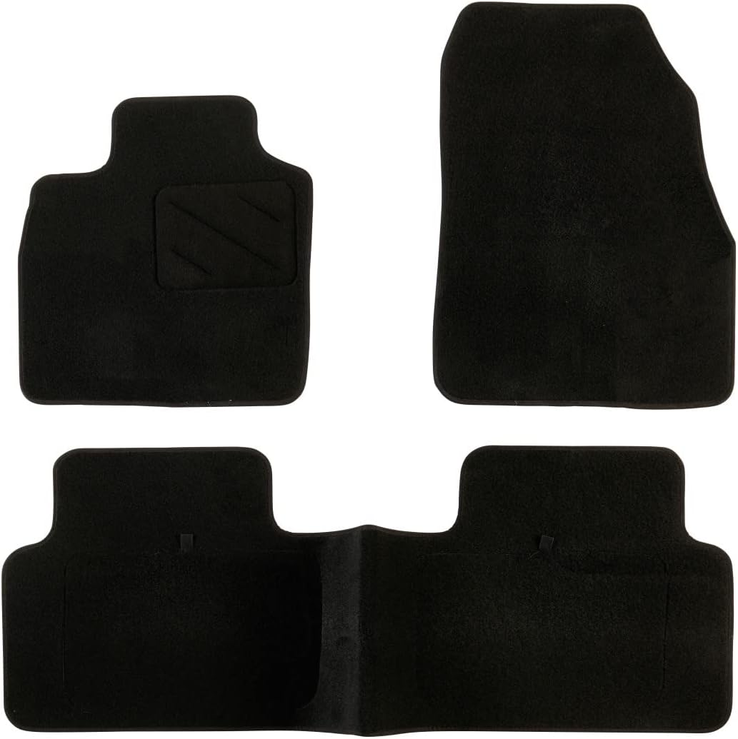 DBS Autofussmatte - nach Mass - 3-teilig - Anti Rutsch - schwarzer Nadelfilz 900g/m² - Velours Ferti