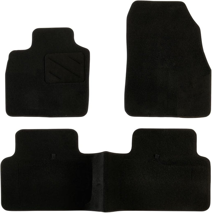 DBS Autofussmatte - nach Mass - 3-teilig - Anti Rutsch - schwarzer Nadelfilz 900g/m² - Velours Ferti