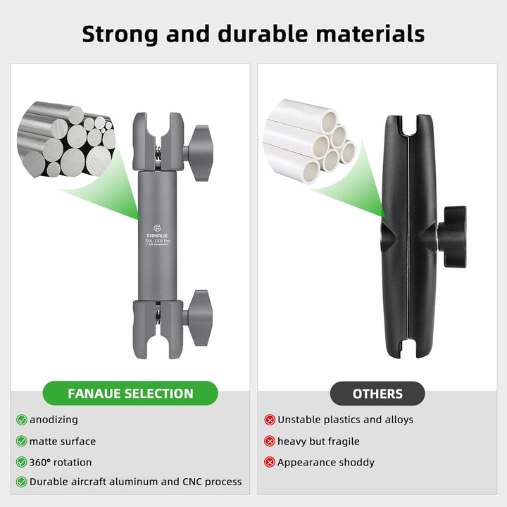 FANAUE DA-150PRO Verbundstoff-Verbindungsarm kompatibel mit RAM Mount B Grösse Kugelkopf und Fahrrad