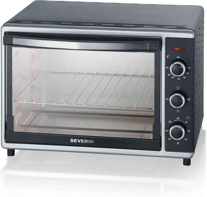 SEVERIN Back- und Toastofen mit Umluftfunktion, Mini Backofen mit Grillrost, Backblech, 1.800 W, sch