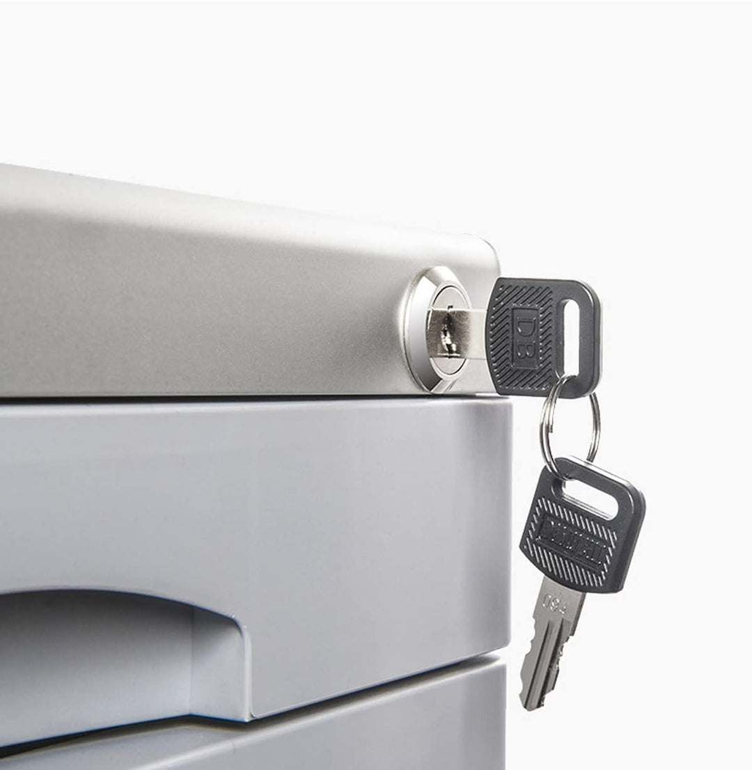 TUKA-i-AKUT Metall Schubladenbox Abschliessbar 5 Fächer A4, mit Beschriftungsfeldern, Dokumenten Auf