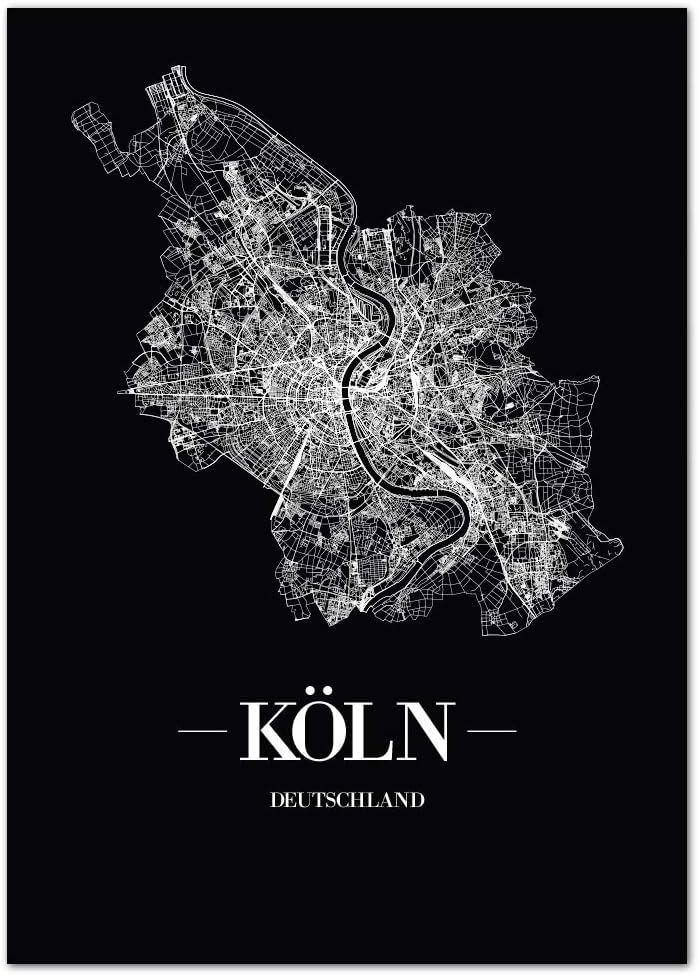 JUNIWORDS Stadtposter, Köln, Wähle eine Grösse, 60 x 90 cm, Poster, Schrift A, Schwarz 60 x 90 cm Sc