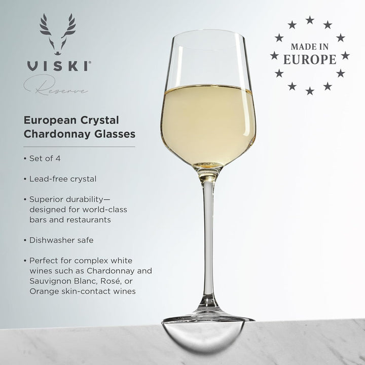 Viski Kristall-Chardonnay-Gläser – Europäisch gefertigte Weissweingläser-Set mit 113-170 ml Stiel-Ch
