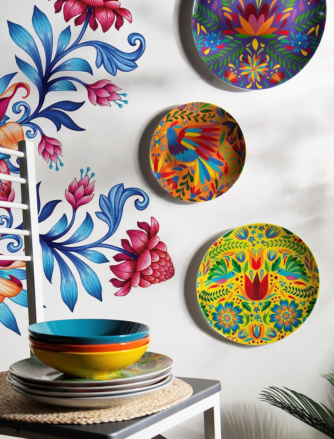 Excelsa Mexican Flowers Tellerservice 18 Stück, Porzellan und Steineware, mehrfarbig, 6 Personen Set