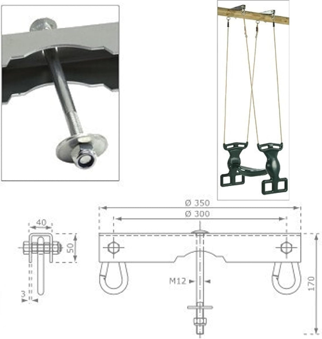 2er-Set Schaukelhaken für Doppelschaukel Doppelsitzschaukel