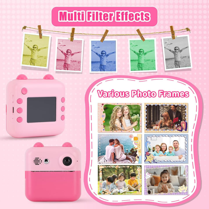 Gugxiom Instant Camera Children, Digitalkamera Kinder with 32GB Card & Printing Paper, Thermopapier
