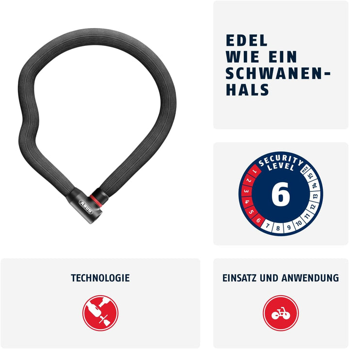 ABUS Kettenschloss Goose Lock 4204K - biegsames, klapperfreies Fahrradschloss aus gehärtetem Stahl -