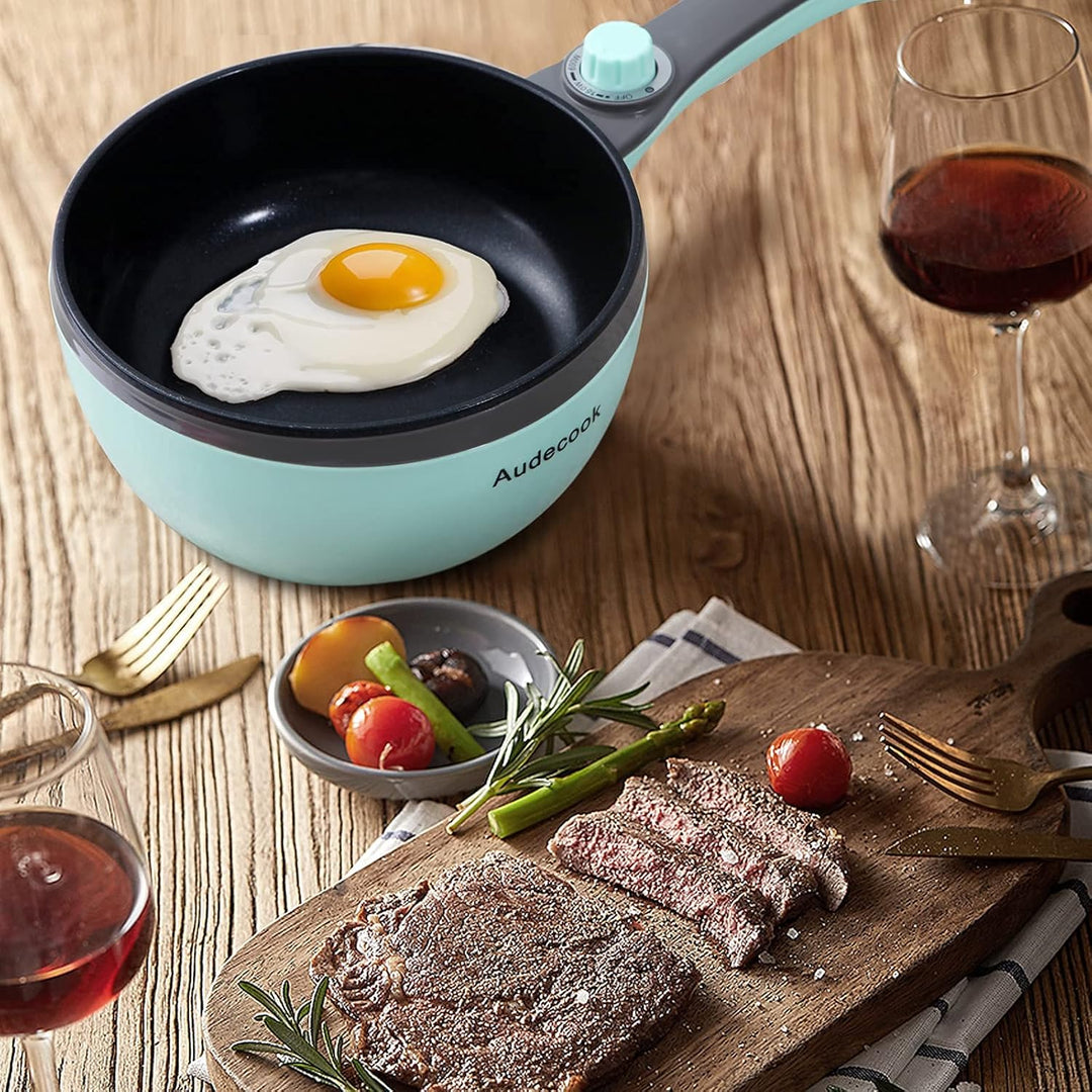 Audecook Elektrische Hot Pot mit Dampfgarer, 1,5 l Elektrische Bratpfanne, Hot Pot Topf 20cm, Antiha