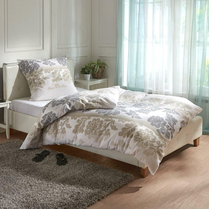 Traumschlaf Frottee Bettwäsche Franka Silber Creme 1 Bettbezug 155 x 220 cm + 1 Kissenbezug 80 x 80