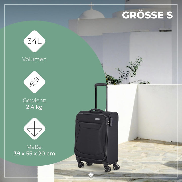 travelite 4-Rad Koffer Set Weichschale, Grössen L/M/S, Serie CHIOS Trolley Set in zeitloser Optik, H