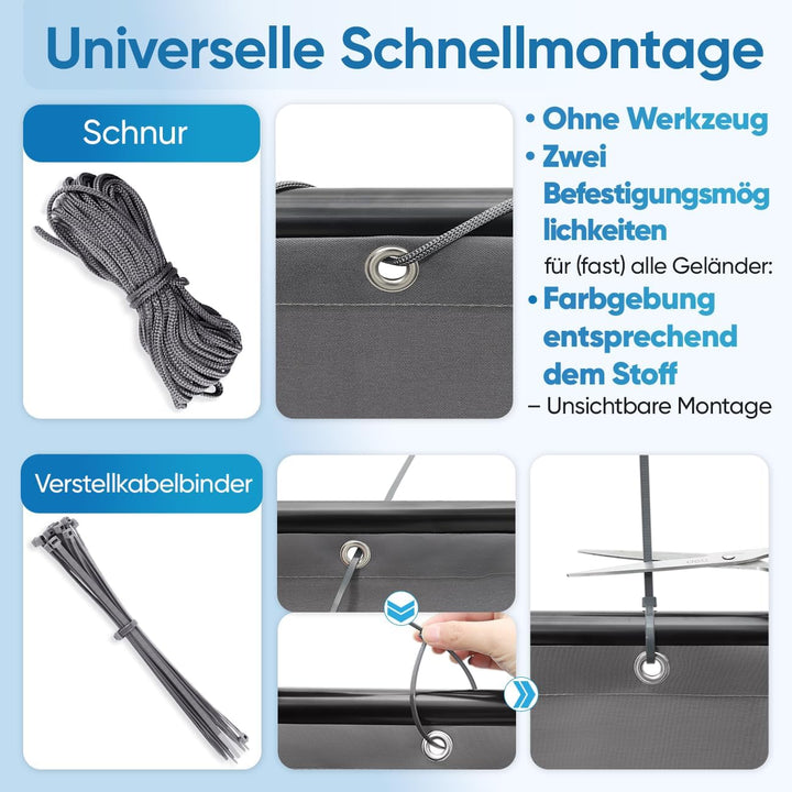 Sekey Balkon Sichtschutz Balkonabdeckung Balkonverkleidung blickdichte Wind- und UV-Schutz, 100% Pri