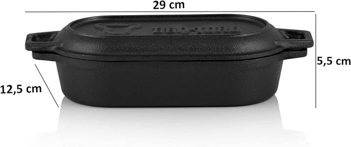 BBQ-Toro Gusseisen Bräter | 1 Liter - 29 x 12,5 x 5,5 cm | bereits eingebrannt - preseasoned | Dutch