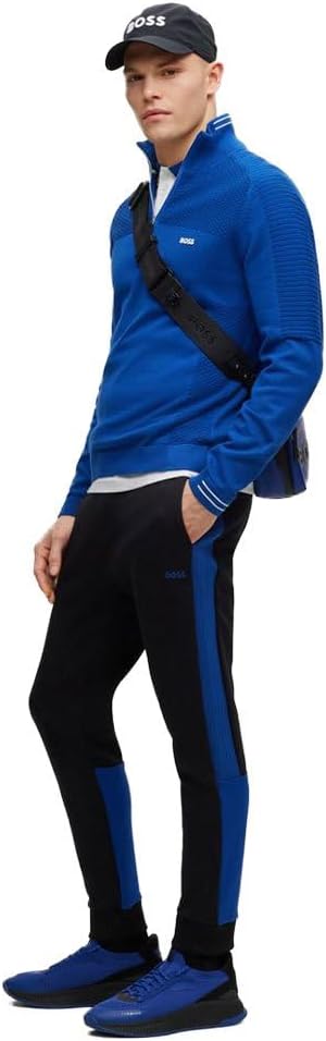 BOSS Herren Hadiko 1 Jogginghose aus Baumwoll-Mix mit Seitenstreifen, Black1