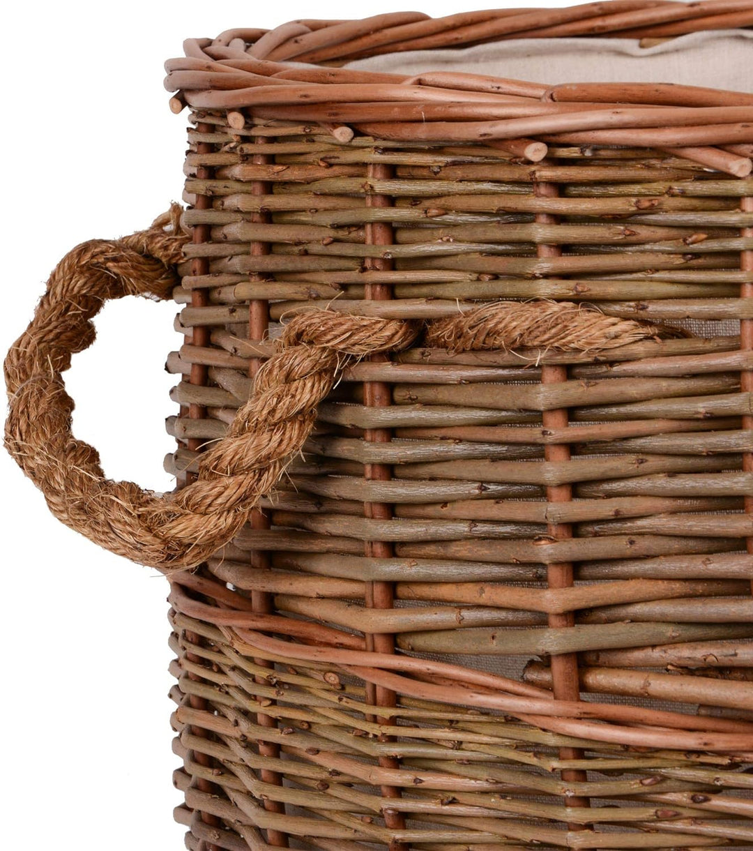 Holzkorb aus Weide Feuerholzkorb für Kaminholz, Wäschekorb oder Dekoration Durchmesser 50cm