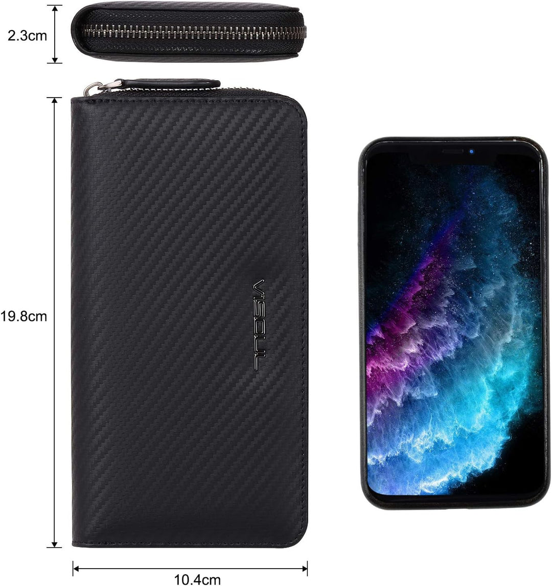 VISOUL Premium Brieftasche Echtleder Italienisches Leder mit RFID Schutz, XL Geldbörse für Herren Da