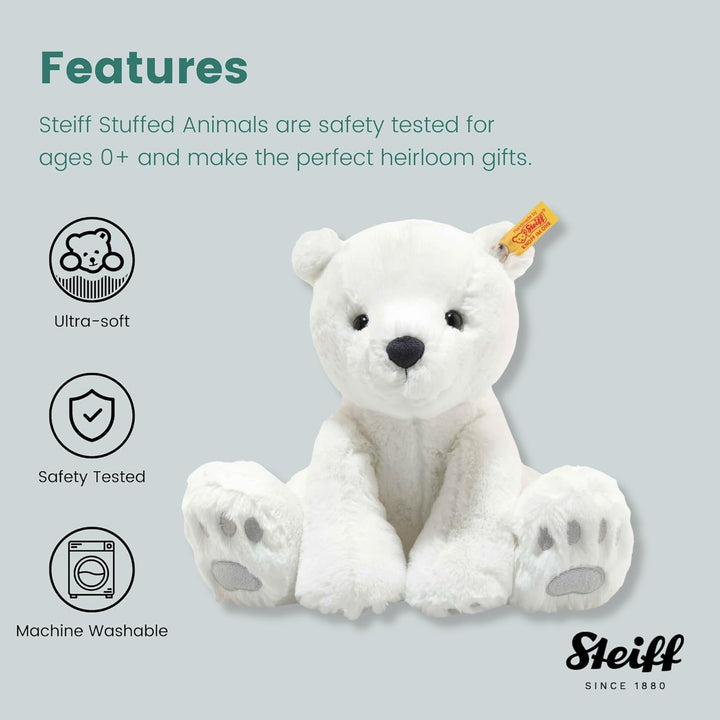Steiff Kuscheltier Lasse Eisbär, Süsses Stofftier mit Kunststoffaugen, Kinder, Jungen & Mädchen, Sof