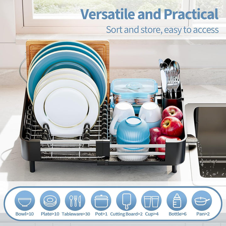 KINGRACK Abtropfgestell, Erweiterbares Geschirrgestell, Faltbares Edelstahl Geschirrabtropfgestell m