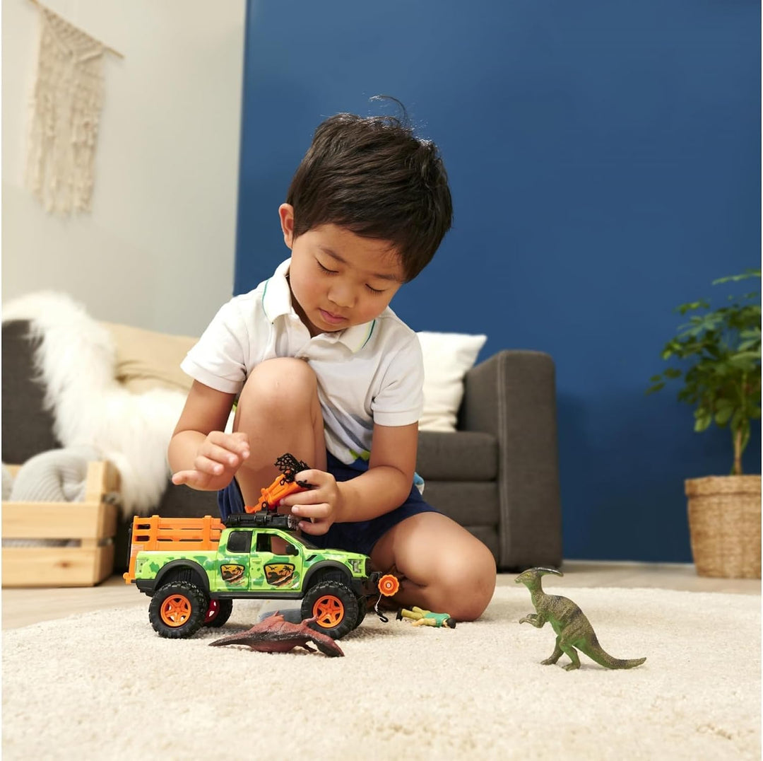 Dickie Toys - Dinosaurier-Fahrzeug Dino Hunter (25 cm) - Spielzeugauto Ford Raptor mit Licht & Sound