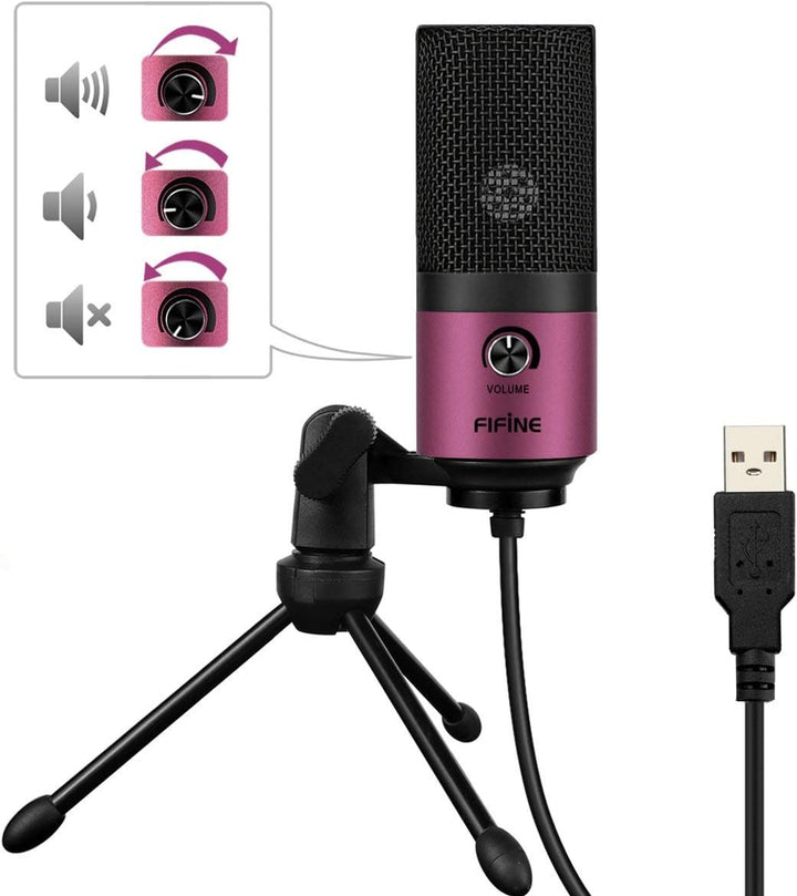 FIFINE Mikrofon PC USB, Microphone für MAC PS4 PS5, Streaming Mikrofon mit Ständer, Studioqualität A